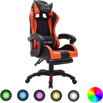 zahrada-XL Herní židle s RGB LED podsvícením oranžovo-černá umělá kůže