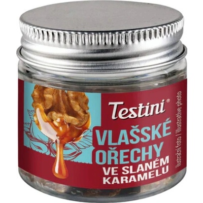 TESTINI Vlašské ořechy ve slaném karamelu 90 g Dóza