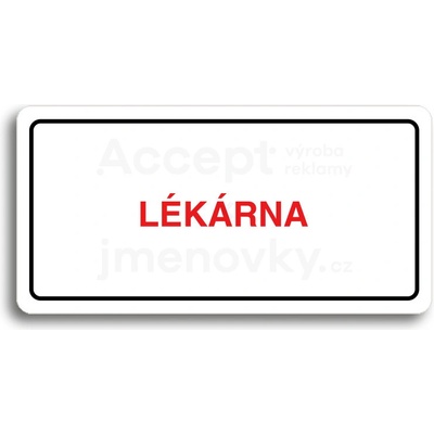 ACCEPT Piktogram LÉKÁRNA - bílá tabulka - barevný tisk