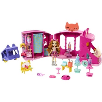 Mattel Enchantimals Glam Party Kočičí módní obchod na kolech