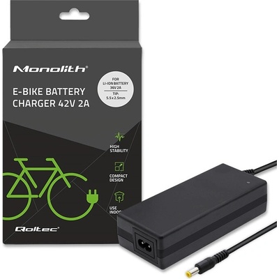 Qoltec Nabíjačka pre e-bike (36V, 42V, 2A) - konektor 5,5 x 2,5mm)