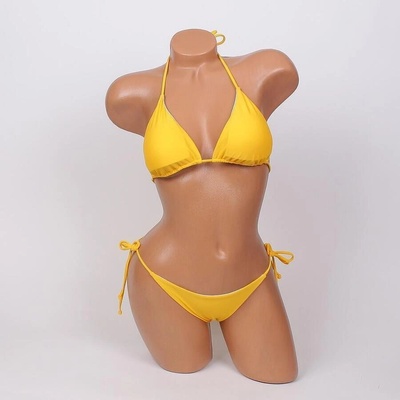 Дамски бански от две части в жълто - чашка b