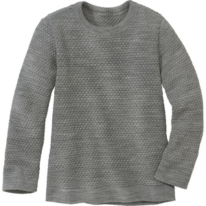 disana Детски вълнен пуловер Disana Kid's Wabenstrick-Pullover Wool jumper - Grey - размер 74/80 (EU) (704-2813-0110)