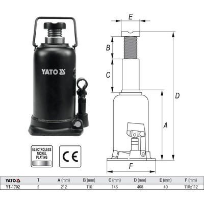 Yato Piestový zdvihák hydraulický 5 t