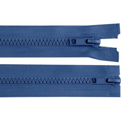 Galanterie Zip kostěný dětlitelný No 5 délka 70 cm - dvoucestný bundový barva 220 modrá jeans - tmavá