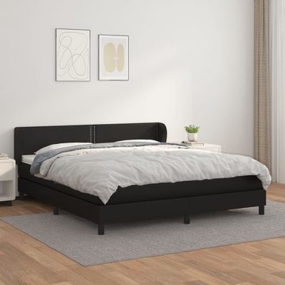 Petrashop 3127265 boxspring postel s matrací černá umělá kůže