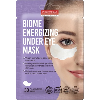 Purederm PUREDERM Корейска козметика Biome Енергизираща маска за околоочен контур с грижа за микробиома на кожата, 30 броя (c-0590312)
