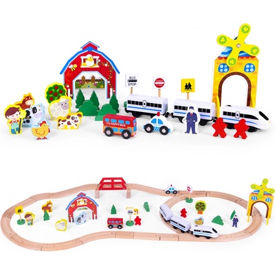 EcoToys Dřevěný vláček na baterie 69el HM015147