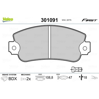 Sada brzdových platničiek kotúčovej brzdy VALEO 301091
