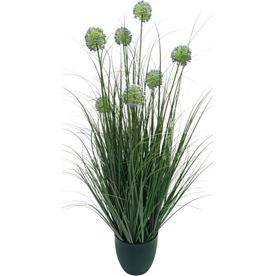 Garden Line umelá okrasná tráva v kvetináči Allium modrá 105 cm