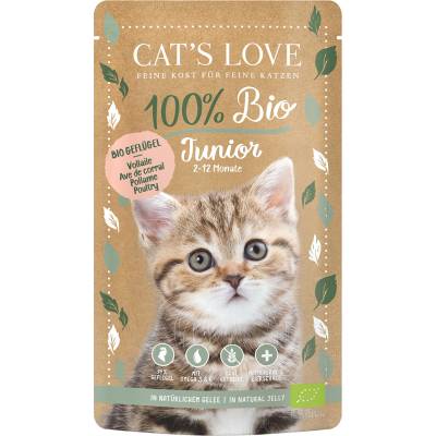 CAT’S LOVE 6х100г Junior Bio Cat's Love, консервирана храна за котки - био птиче