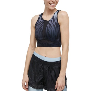 ADIDAS Training Long Line Tiger-Printed Light Support Bra Black/Blue - 2XL