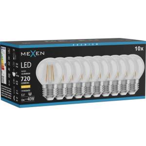 Mexen Vintis 10x LED филамент крушка E27, G45, 6W, Топла - 2700K, 720 lm, прозрачен (L156-E27-0627-00x10)