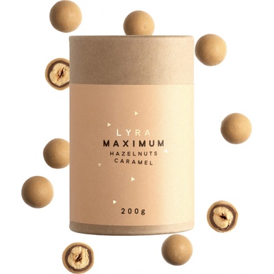 Lyra MAXIMUM HAZELNUTS CARAMEL Lískové ořechy v nugátu a slaném karamelu 200 g