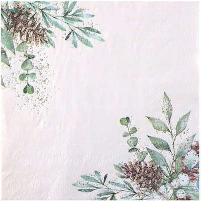 Santex Ubrousky papírové s listy a šiškami 10 ks 33x33cm