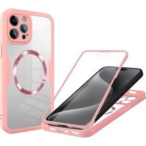 Techsuit Калъф за iPhone 15 Pro Max + Протектор - ColorVerse 360 MagSafe MagSafe Series - розов