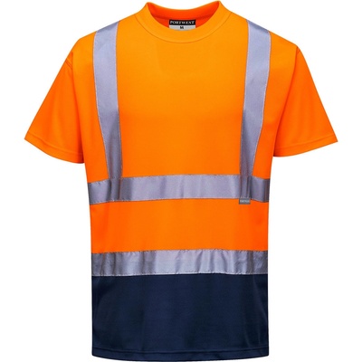 Portwest HI-VIS S378 Reflexné funkčné tričko HV oranžová/námorná modrá XL