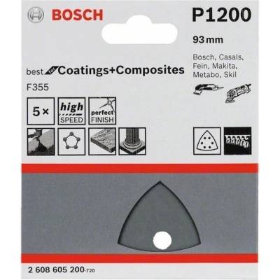 BOSCH Brusný papír F355, balení 5 ks 93 mm, 1200 2608605200