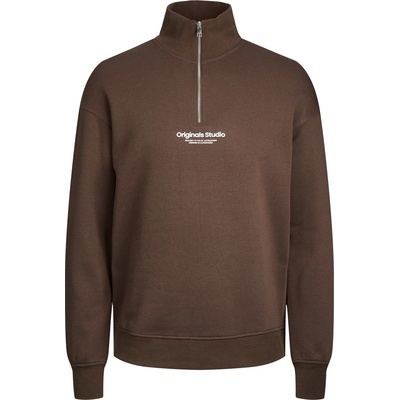 JACK & JONES Men's JJ Quarter-Zip Fleece - Chocolate Brown