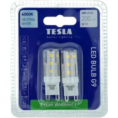 Tesla LED žárovka G9, 2W, 230V, 200lm, 4000K denní bílá, 2ks