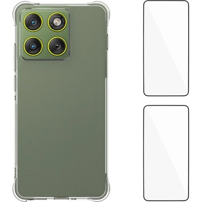 Motorola WANLONFENG Удароустойчив TPU Калъф за Motorola Edge 70 5G- Airbag технология, вкл. 2 бр Стъкло за Екран, Прозрачен