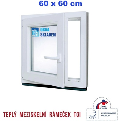 Erkado Plastové okno otevíravé i sklopné levé 600 x 600 mm Bílé / Antracit