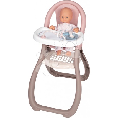 Smoby Jedálenská stolička Highchair Natur D'Amour Baby Nurse s 2 doplnkami pre 42 cm bábiku od 18 mes