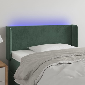 vidaXL LED горна табла за легло, тъмнозелена, 93x16x78/88 см, кадифе (3122995)