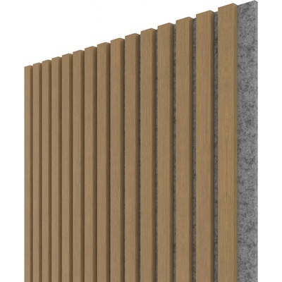 Wall Concept akustický panel Dub eterna, sivý filc + MDF, 2750 x 604 x 21 mm 1,66m²