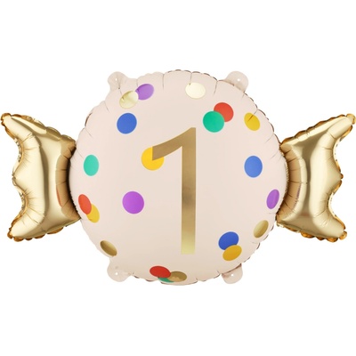 PartyDeco Balonek fóliový číslo 1 bonbon, 77 cm