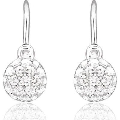 Duppi detské náušnice okrúhle DU 70414 z bieleho zlata s kamienkami bielymi zapínanie brizúra