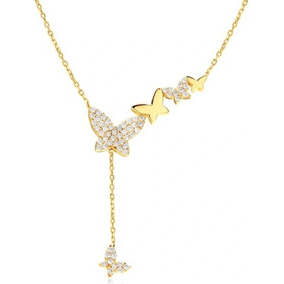 Savicki Náhrdelník motýľ žlté zlato, diamanty SAVMAYN-LBR-1130