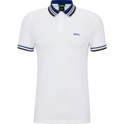 BOSS x Matteo Cotton-Piqué Polo Shirt With Ribbed Striped Trims white