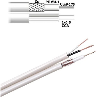 SOLEX Koaxiálny kábel RG59+NAP 2x0,5mm biely s napájaním KAB0028