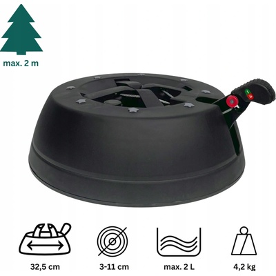 German Stojan na vánoční stromek s nožní pákou / O kmene 3 - 13 cm / O stojanu 37 cm / objem 3 l / černá varianta: SNVSTROM