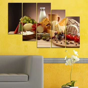 Vivid Home Картини пана Vivid Home от 5 части, Кухня, Канава, 160x100 см, 7-ма Форма №0739