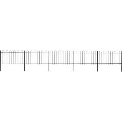 vidaXL Zahradní plot s obloukem nahoře ocelový 892,5 x 100 cm černý