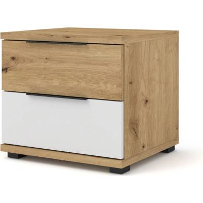 ЕВРОМАР Нощно шкафче oslo дъб артисан / бяло