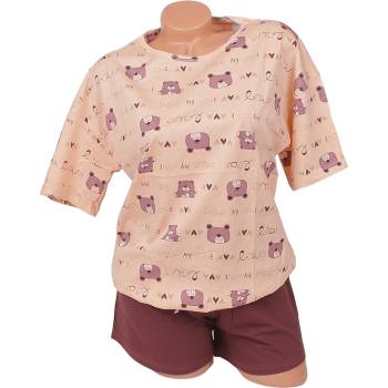 Image 1 of Дамска лятна пижама в бежово и кафяво с мечета