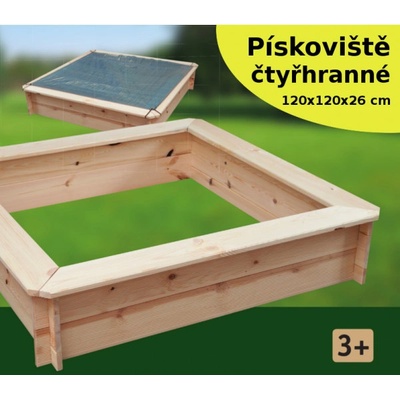 T-WOOD pískoviště čtyřhranné 26 x 120 x 120 cm přírodní