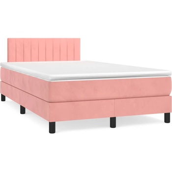 vidaXL Боксспринг легло с матрак, розово, 120x190 см, кадифе (3269854)