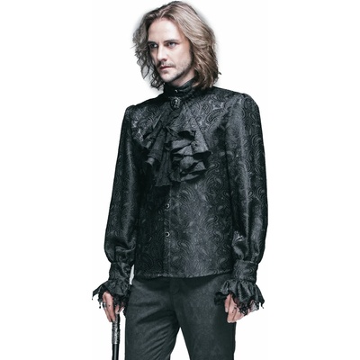 Devil fashion мъжка риза DEVIL FASHION - Dracula готик дантелен топ с вратовръзка - Черен - SHT01001
