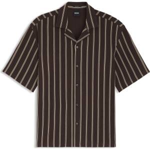 HUGO BOSS Риза с къс ръкав Boss Mens BOSS BLACK Lars Short Sleeve Shirt with Collar Design - Dark Brown 207