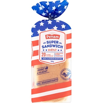 Penam Super sandwich světlý chléb pšeničný 750 g