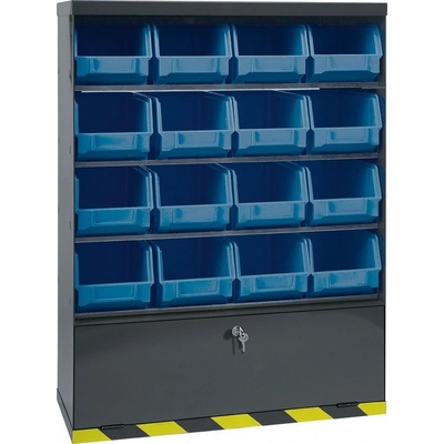 ArtPlast Závěsný regál s plastovými boxy BASIC a přihrádkou, 16 boxů