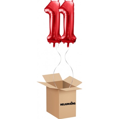 HeliumKing Balónový box Narozeninové číslo 11 červený 86 cm