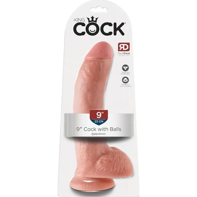 King Cock 9 veľký s prísavkou semenníkmi dildó 23 cm prírodný