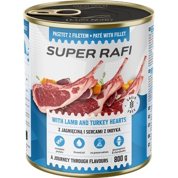 Dolina Noteci Супер Рафи с агнешко и пуешко сърце за кучета, 800 г