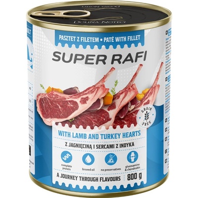 Dolina Noteci Супер Рафи с агнешко и пуешко сърце за кучета, 800 г