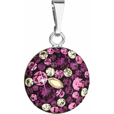 Pavona Strieborný prívesok s krištálmi Swarovski fialový okrúhly 34225.3 amethyst